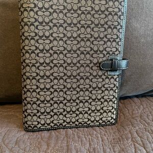 Coach Black and Gray Signature Agenda Cover